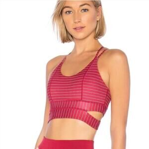 Revolve Lovewave Caitlin Red Striped Cutout Sports Bra